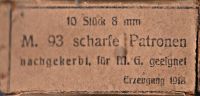 Patronenschachtel M 1893 für Ladestreifen M 90 für M 95 Munitionsbeschriftung